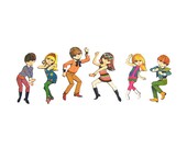 Vintage Paper Dolls Figurines People Girls Boys Men Women Go Go Swing Dancer Retro Groovy 1960s 1970s Wall Hanging Poster Art Home Decor