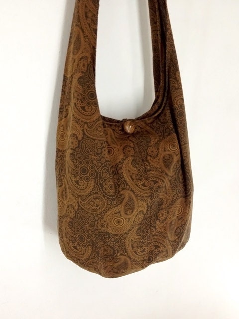 Handmade Cotton   Hippie  Hobo bag Boho bag Shoulder bag Sling bag Messenger bag Crossbody Purse - brown