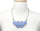 Blue Blossom Graphic Print Statement Necklace