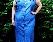 Plus Size - Vintage Denim Sleeveless Button Front Denim Maxi Dress (Size 24W)
