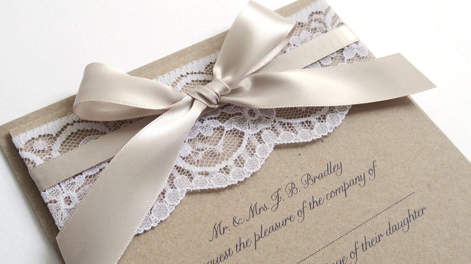 Ribbon and Lace Wedding Invitation SAMPLE by STNstationery ...