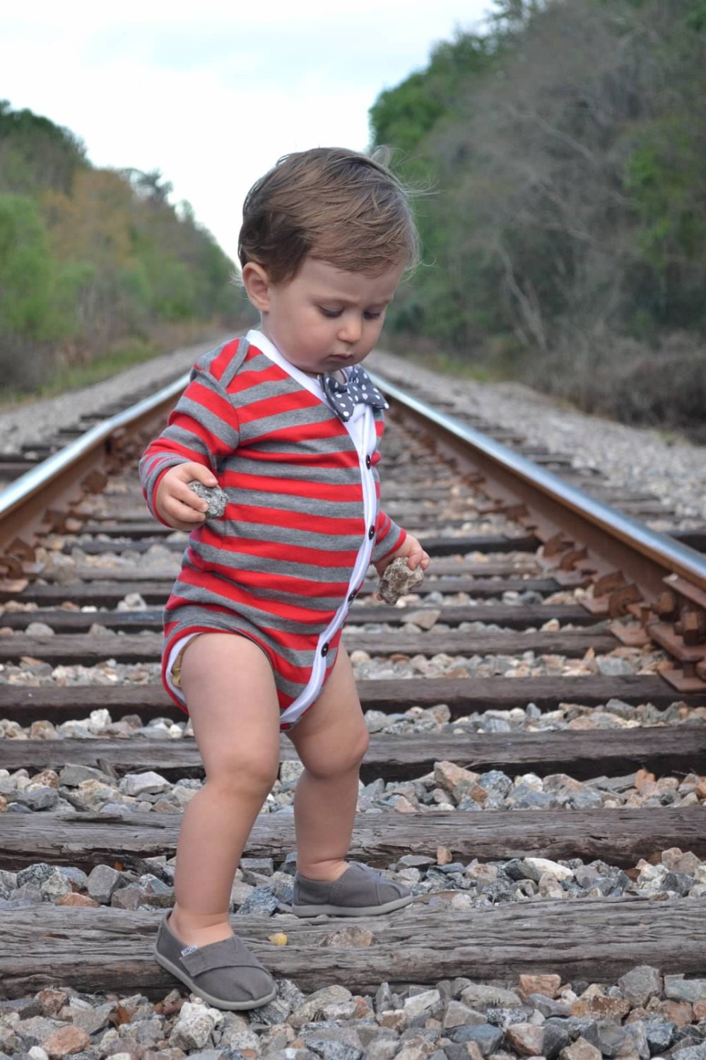 Baby Cardigan Onesie - Red Preppy Baby Boy Cardi - Perfect for a Fall or Winter Baby Shower Gift