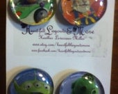 set of four Glass magnets with Toy Story characters.