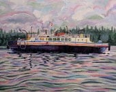 Giclee Canvas Print 8x10 - Kahloke - The Hornby Ferry, Signed Limited Edition Sky and Ocean Art