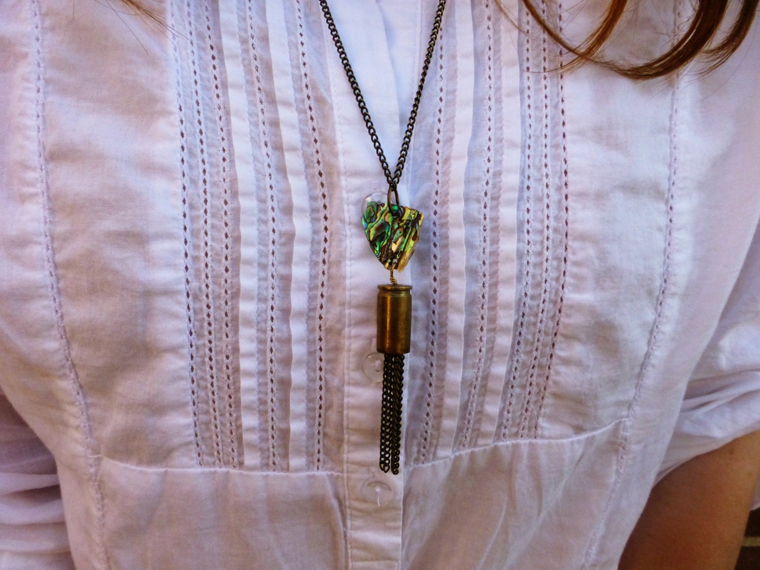Vintage Gold Bullet Necklace - Long Gold Necklace with Tassel
