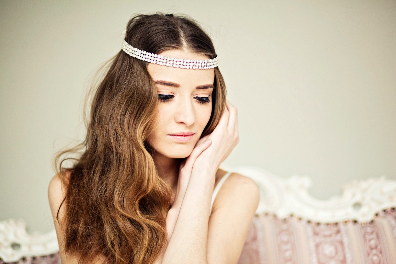 Rhinestones and Pearls Headband, Wedding Headpiece, Bridal headband, Halo, Crystal, Accessories, Pearl, Bridal, Wedding, Hair Accessory