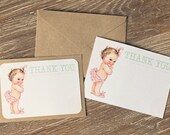 INSTANT DOWNLOAD - Printable 'Thank You' note cards - Shabby Chic, Vintage, Party, First, Birthday, Baby, Shower, Thanks - PDF, You Print