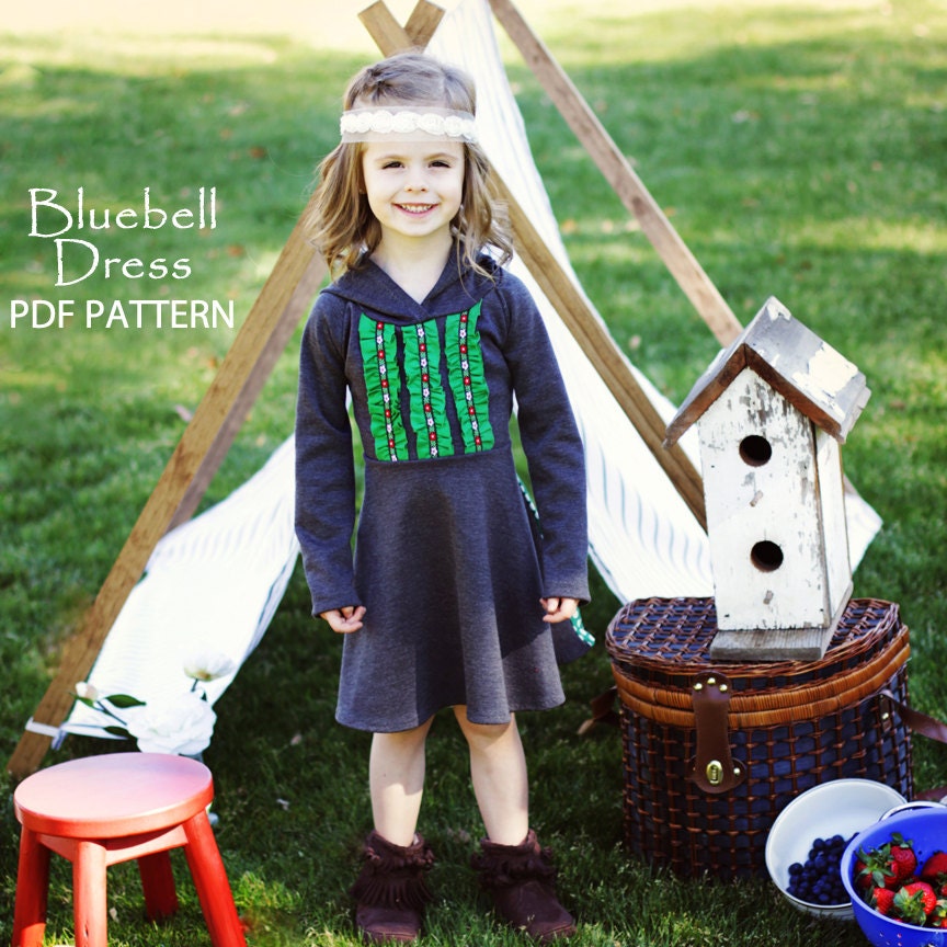 Girls dress pattern PDF, Childrens sewing pattern, baby sewing pattern, Easy beginner, Kids, Instant Download, Bluebell Dress