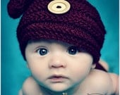Newborn Gnome Hat Prop Wooden Button with Nappy Cover