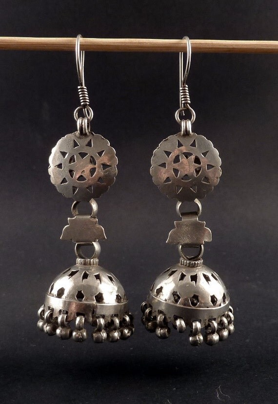 ON HOLD Rajasthani silver old earrings by ethnicadornment on Etsy