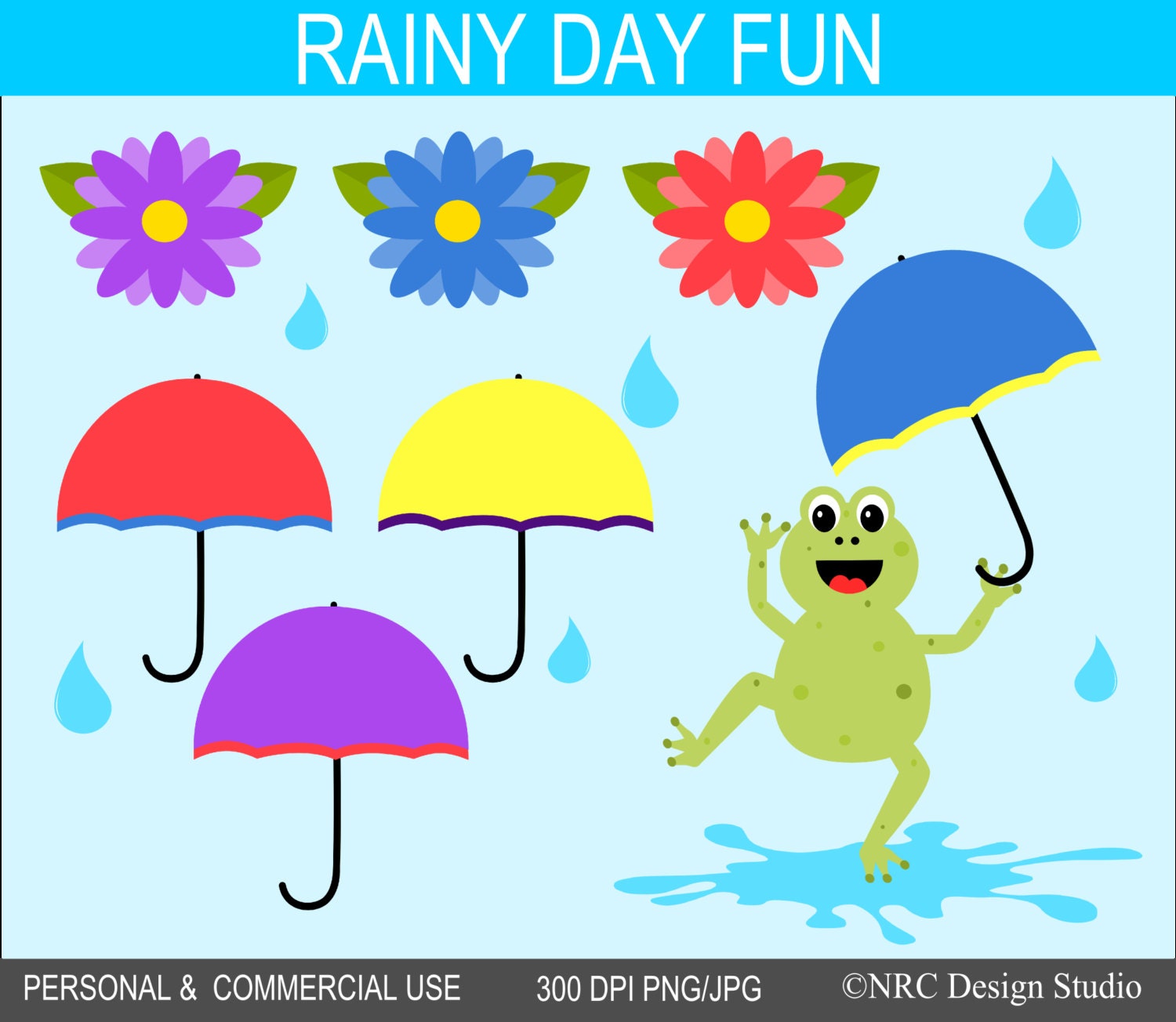 Rainy Day Fun Clip Art Graphics - Digital Clipart Commercial Use - Instant Download Il_170x135