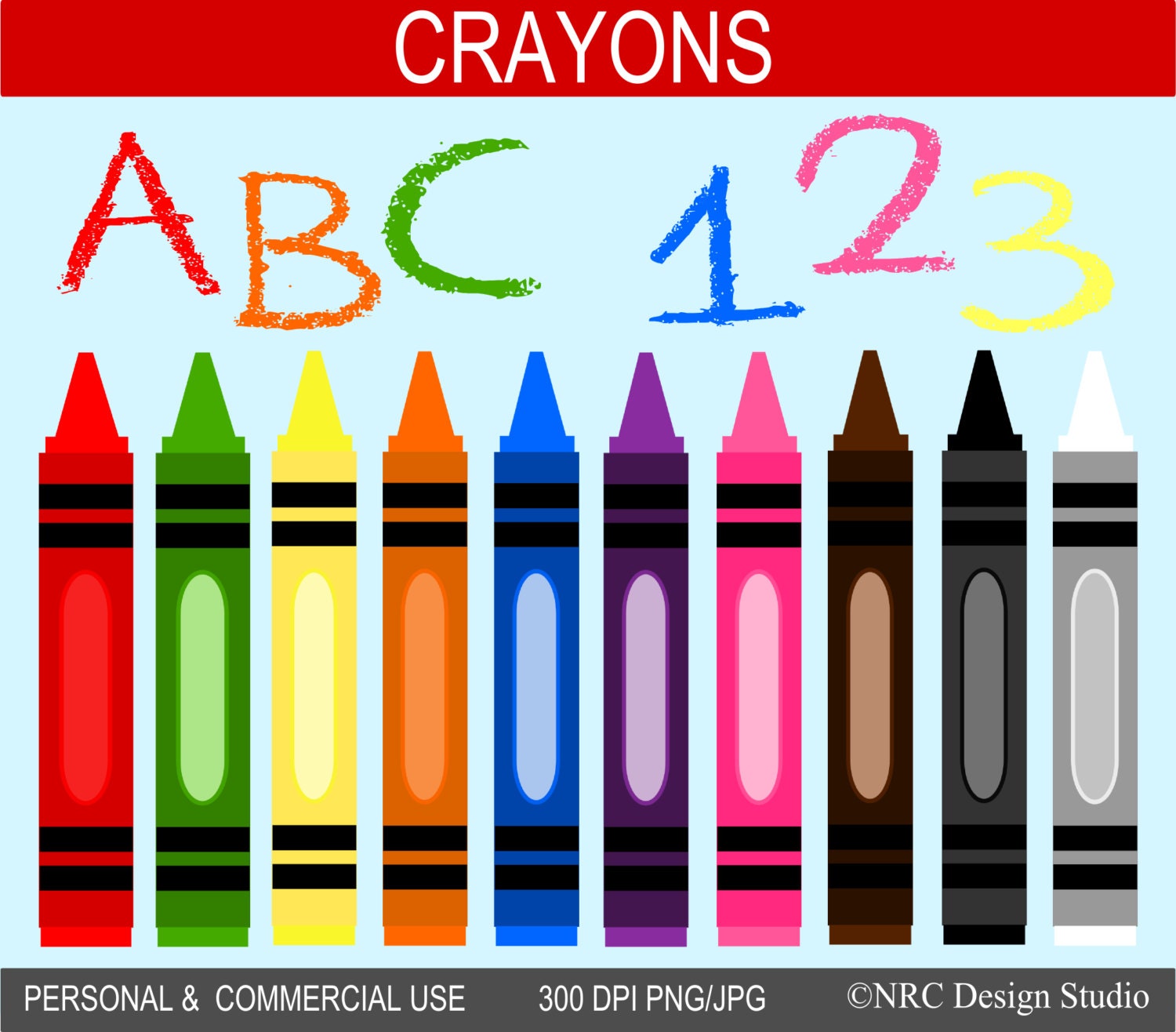 Crayons Clipart for Personal and Commercial Use - cards, scrapbooking, web design Il_570xn