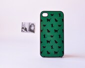 iPhone 4 Case - Cat iPhone Case - iPhone 4s Case - Cat Pattern in Dark Green - Accessories for iPhone