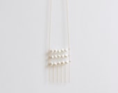 A e l ï a - Layered bead necklace - Tiny cube beads - Porcelain beads & gold-filled -  Eleïa Collection
