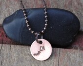 Kite Necklace, Miniature Copper Pendant with Rustic Ball Chain