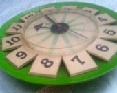 SUNBEAM MID CENTURY Modern Eames Mad Men Howard Miller era Green Clock Atomic Space Age Googie style very cool collectible