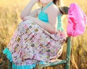 The "Summer Spells" Shirred Maxi Dress - Girls Maxi Dress - Halter Dress-  Alphabet Dress