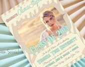 Graduation Announcement- Printable- Open House- High School- College-Shabby Chic