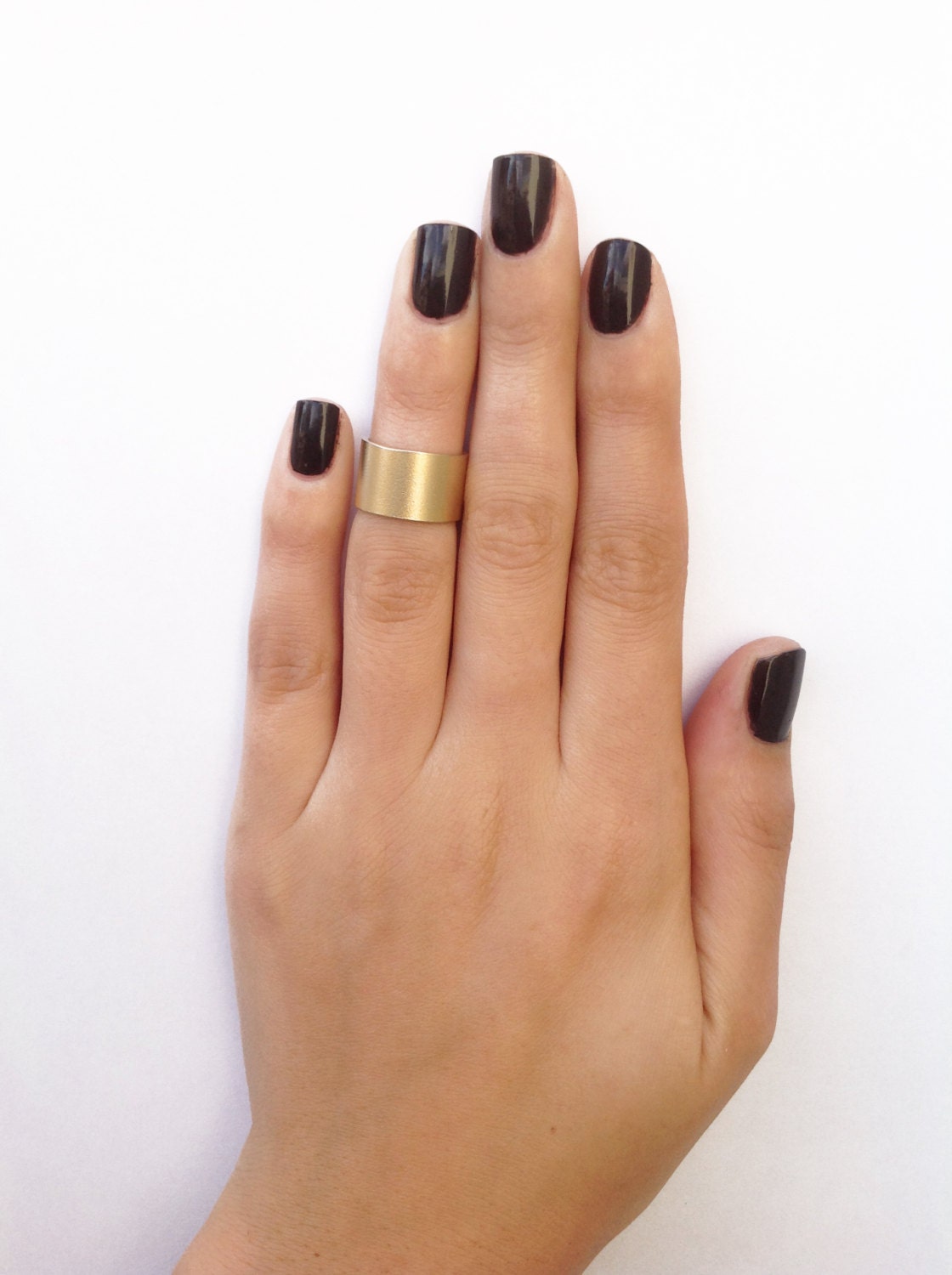 Cuff matt gold knuckle ring - cuff gold midi ring size 3