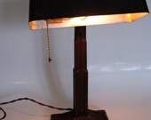 VINTAGE BROWN cast metal table  LAMP - nostalgic home lighting