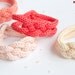 French knitted cotton bracelet - "Peach and Raspberry"