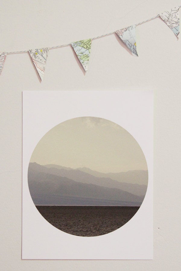 Death Valley Landscape at Sunset, 8x8 Circular Photograph, Circle landscape, Neutral colors