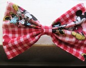 Disney Gingham Mickey and Minnie Mouse Big Fabric Hair Bow