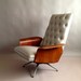 Striking Mid Century Plycraft Mulhauser MCM Lounge Chair -Diamond Tufted -Swivel & Recline -Walnut Gullwing Arms