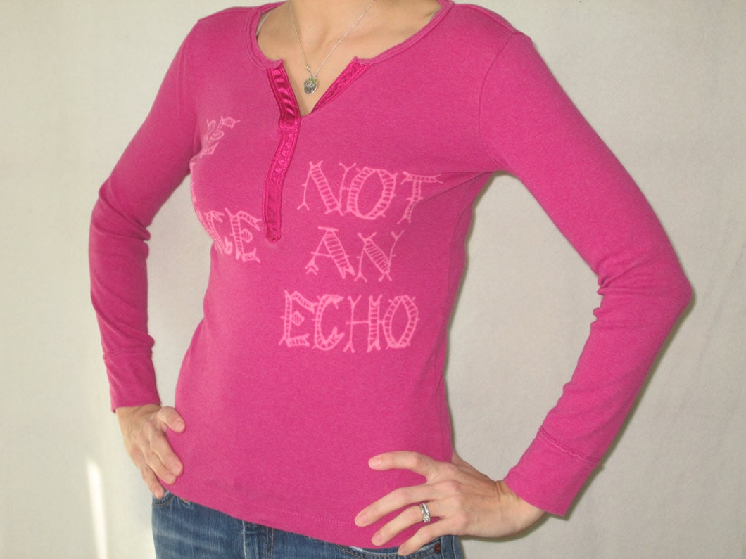 Be A Voice Kids/Juniors XL / Womens Small T Shirt Hand Drawn Upcycled Magenta Bleach Art