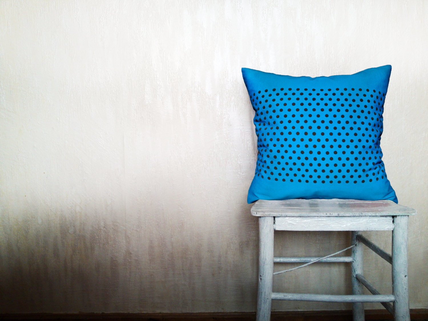 Polka dots pillow decorative throw pillow geometrical pillow cover blue cotton toss dotted pillow case bedding set 18x18 inches ohtteam