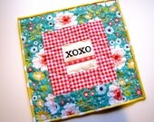 xoxo mini quilt, quilted mug rug, mug mat, valentines day placemat