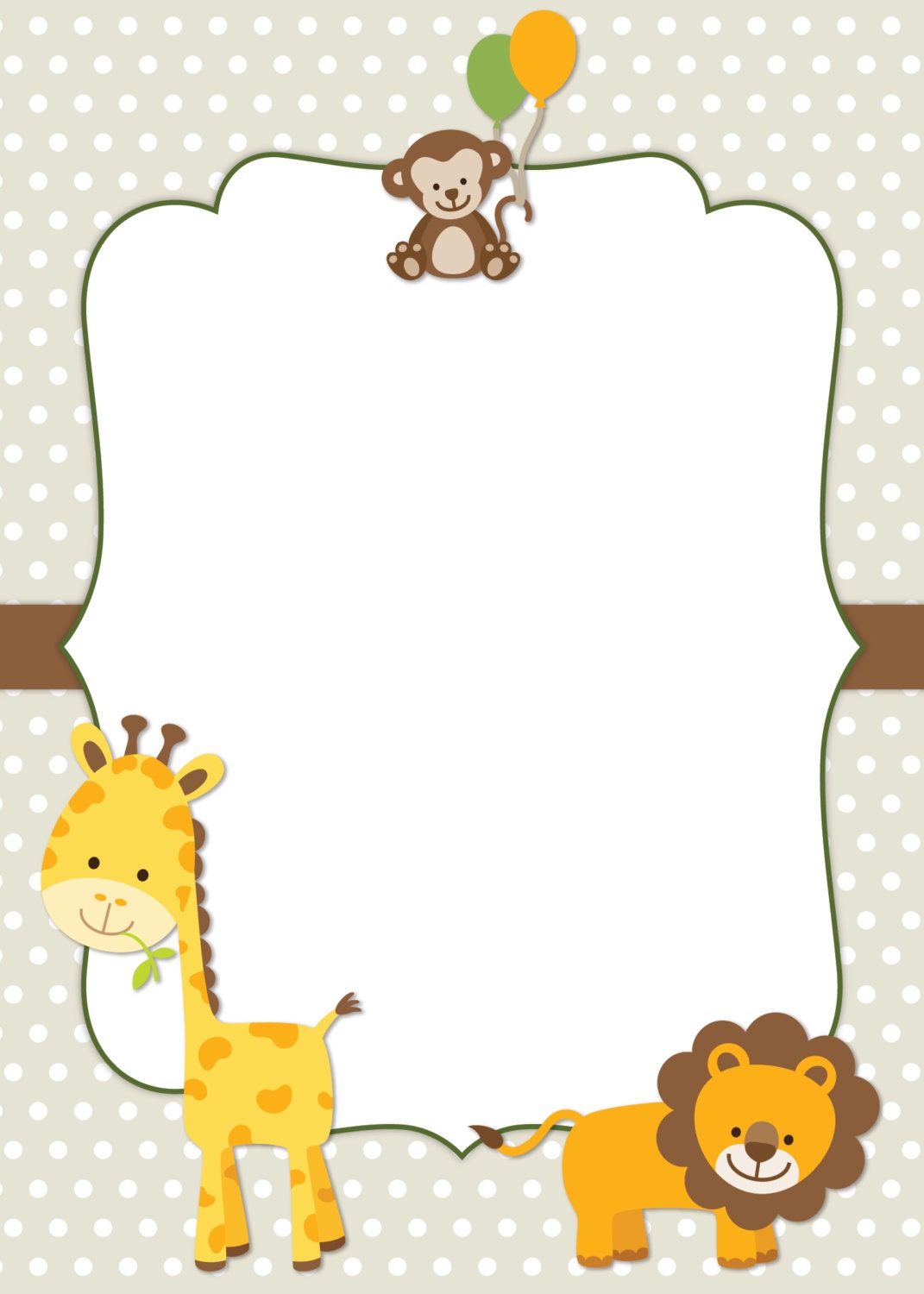 INSTANT DOWNLOAD: Animal Baby Shower Invitation - neutral, boy, girl, giraffe, lion, monkey, animals, balloons - digital file, printable Il_170x135