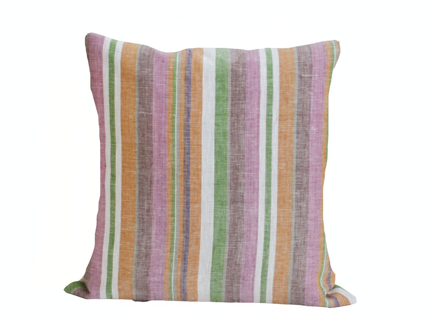 Cushion cover - Decorative throw pillow covers in linen stripes- Linen Cushion with zipper - Throw pillow -  16X16 pillow