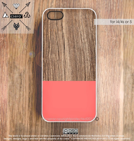 Coral iPhone 5 Case, Wood Effect iPhone 4 & 4S Case, Cases for iPhone 5, iPhone 4 Case