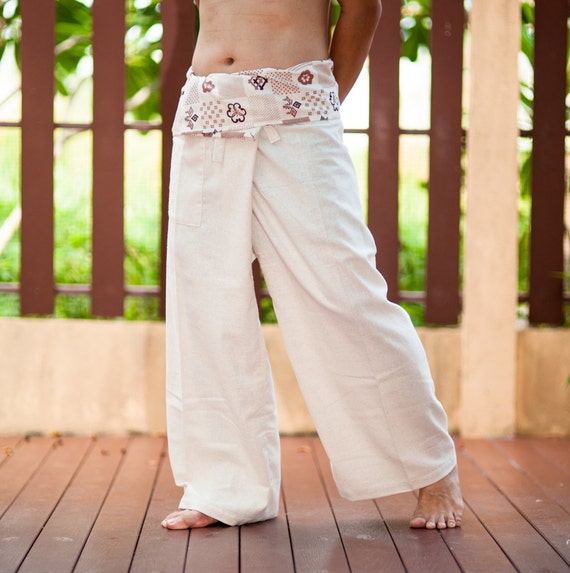 Organic Cotton Fisherman Pants Japanese Tribal by AmazingThaiStore