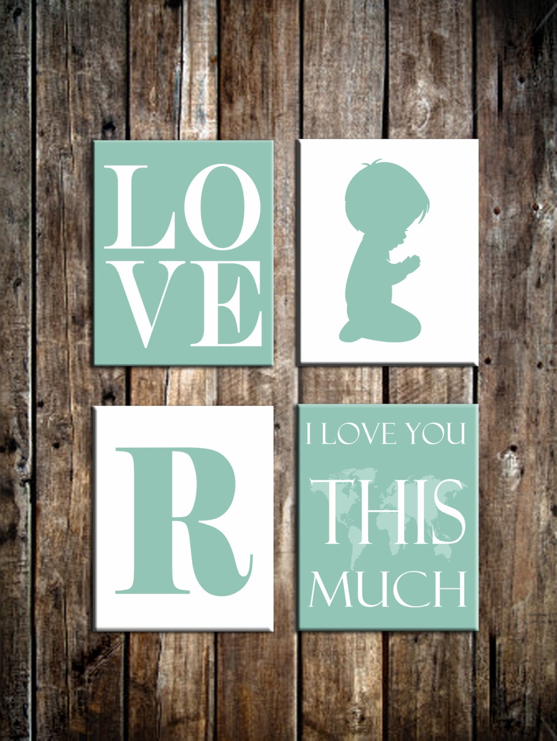 Printable. Digital Children's Bedroom Art. Set of 4. Bedroom decoration. Nursery Art. Baptismal Christening Gift. Godparent. God Child.