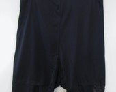 Vintage 1960s NYLON Long Leg Panties Bloomers BLACK Lace Embellished Size M