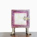 Quirky burgundy wooden box with legs - whimsy art wooden box - reclaimed wood art - mauve purple box with a gold touch - unique wooden box