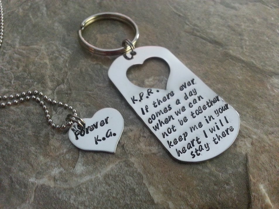 Couples Quote Hand Stamped Dog Tag Set Couples Quote Hand Stamped Dog Tag Set