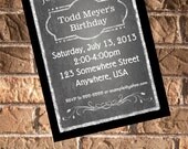 2 Color Choices 30th 40th 50th Birthday Party Chalkboard Boy Invitation with Free Thank You Il_170x135