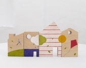 Wooden toy, eco-friendly, baby toy, handmade blocks , little houses stories .