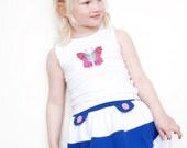 SAMPLE SALE Girls skirt Twirl skirt white blue skirt Spring summer skirt Children clothes