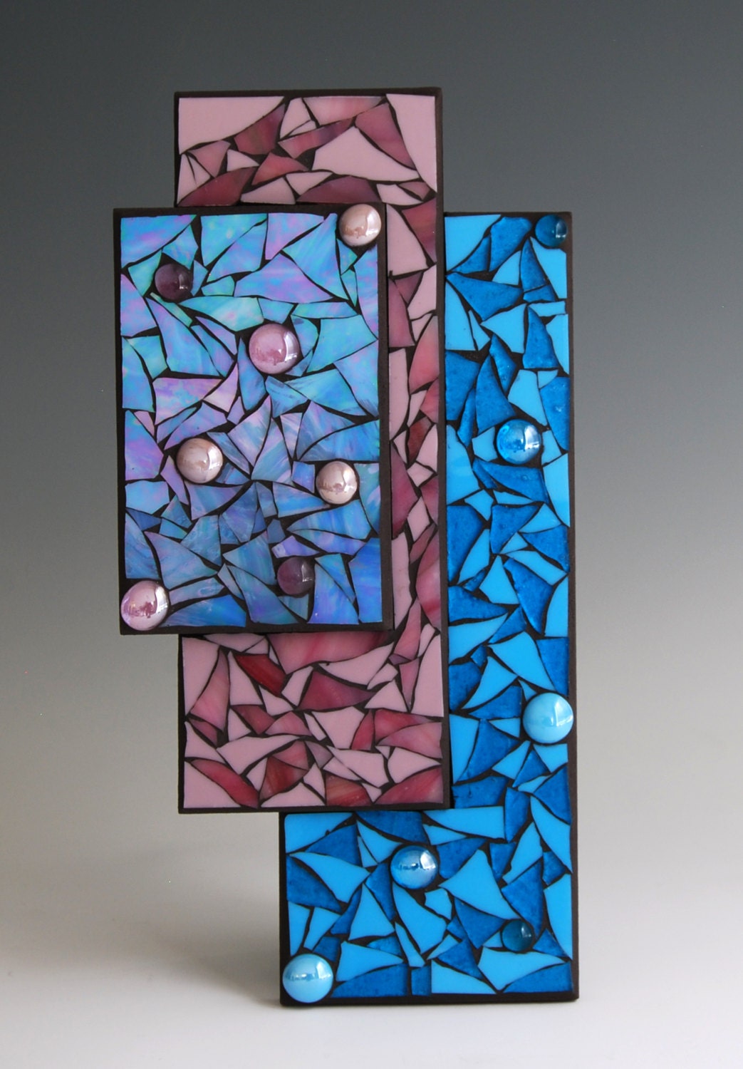 Stained glass mosaic wall art on wood backing in by GradaMosaics