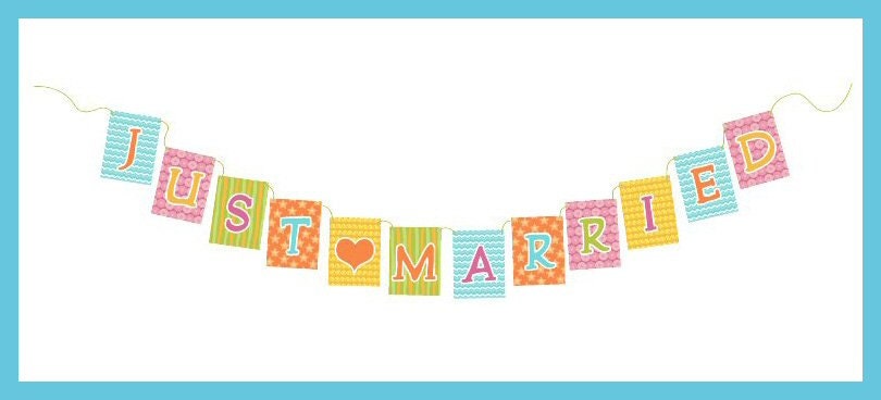 Just Married Garland - INSTANT DIGITAL DOWNLOAD - Printable