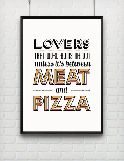 Typography Print, Quote Print, 30 Rock, Type Poster, Liz Lemon, Black, White, Red, Office Decor, Wall Decor - Lovers (12x18)