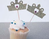 Decorative Glittery Gold TIARA CROWN Party Picks, Toothpicks, Cupcake Toppers, Food Picks (Set of 24) Il_170x135