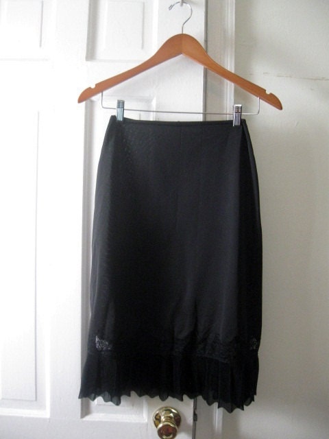 Ruffled Black Half Slip Vintage 1950s