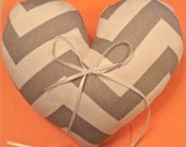 Mini Chevron Zigzag Heart Ring Bearer Pillow. Handmade. Shabby Chic Wedding. Modern Wedding.