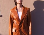 60s-70s Retro MOD ROCKER British Tan Leather Coat Made In London