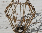 Industrial Vintage style Wire Drop Light Cage with Aged Finish